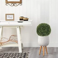 Coregreen Artificial Topiary Ball 2pcs 10in Fake Boxwood Plant Decorative Balls Faux Plants Garden Spheres Indoor Outdoor Front Porch Decor Home Wedding Birthday Christmas Party Decor (10in) -Green Leaf Store 41LbJIMDfGL