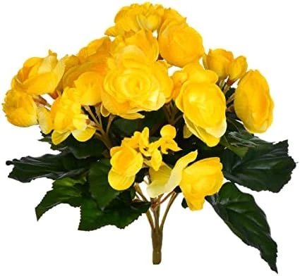 Vickerman 9.5" Artificial Yellow Polyester Begonia Bush 5 Vickerman 9.5" Artificial Yellow Polyester Begonia Bush - Image 5