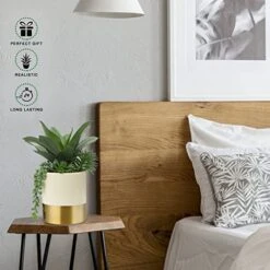 Large Artificial Succulents Plants Faux Succulents 12" Fake Succulent Plants In Gold Ceramic Pot Succulent Plant For Desk Modern Home Living Room Office Table Shelf Decor -Green Leaf Store 41MGJ7x8gDL