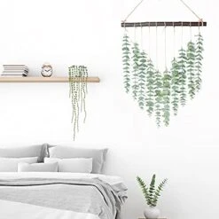 Artificial Eucalyptus Greenery Hanging Wall Decor Fake Eucalyptus Vines Wall Hanging Plants With Wooden Stick Farmhouse Rustic Boho Wall Decor For Bedroom, Living Room, Entryway And Bathroom Decor -Green Leaf Store 41MGT6K7NOL