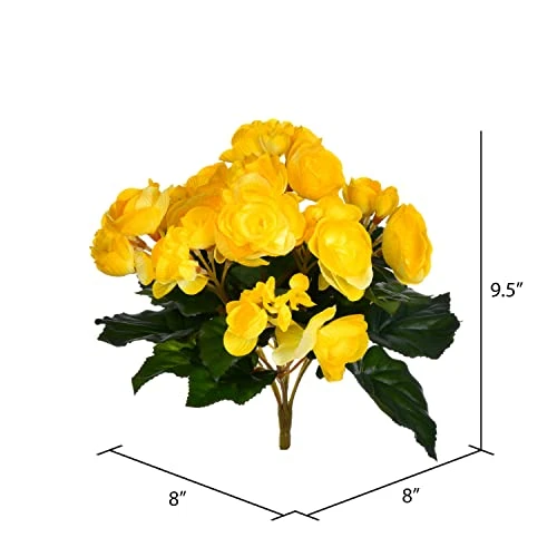 Vickerman 9.5" Artificial Yellow Polyester Begonia Bush 1 Vickerman 9.5" Artificial Yellow Polyester Begonia Bush