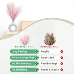 6 PCS Faux Pampas Grass 17"/44cm Artificial Fluffy Pompas Grass Fake Pampas Grass 7 Branches For Wedding Party Bedroom Boho Home Decor (034 Light Pink) -Green Leaf Store 41MhYyLT25L