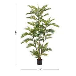 Home Pure Garden Artificial Golden Cane Palm Tree-72” Faux Plant Natural Feel Leaves-Realistic Indoor Potted Topiary Décor