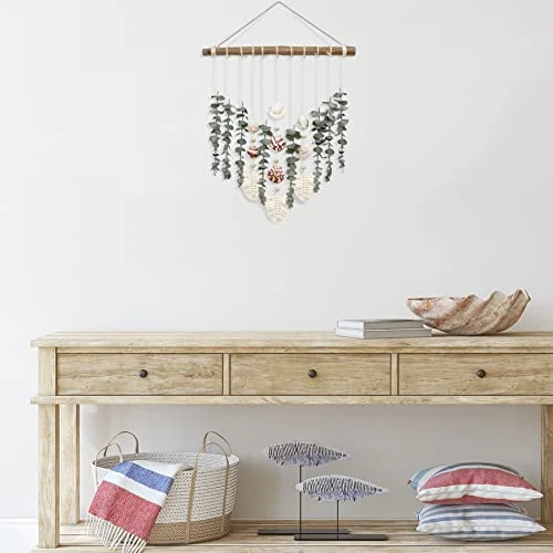 Boho Wall Decor Artificial Eucalyptus Greenery Wall Hanging Bathroom Decor Fake Eucalyptus Plants Leaves With Seashell On Stick Rustic Farmhouse Natural Home Decorations For Bedroom Nursery Kitchen 2 Boho Wall Decor Artificial Eucalyptus Greenery Wall Hanging Bathroom Decor Fake Eucalyptus Plants Leaves With Seashell On Stick Rustic Farmhouse Natural Home Decorations For Bedroom Nursery Kitchen - Image 2