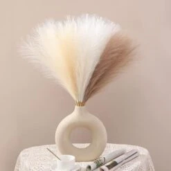 Serwalin Pampas Grass Pink 17.7 Inch 6pcs, Artificial Pampas Grass Faux Pink Pompas Grass Decor, Short Pompous Grass Blush Room Decoration, Wedding Centerpieces Mothers Day Pink Home Decor -Green Leaf Store 41NlEmKPgML. AC