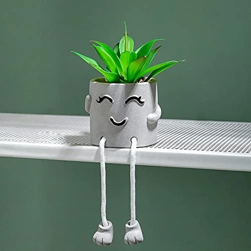 Lavenor Artificial Potted Plant Fake Succulent Plant Cute Hanging Leg Emotional Cement Potted Succulents Decor For Desk Shelf Bedroom Living Room And Office Decoration(Type A + Type C) 10 Lavenor Artificial Potted Plant Fake Succulent Plant Cute Hanging Leg Emotional Cement Potted Succulents Decor For Desk Shelf Bedroom Living Room And Office Decoration(Type A + Type C) - Image 10