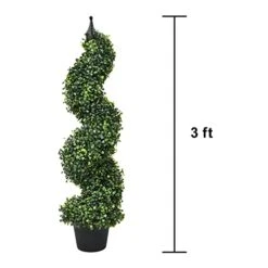 Lvydec 2 Pack Artificial Boxwood Topiary Tree, 3ft Topiary Plants Potted Trees Decoration For Front Porch Home Living Room, Indoor/Outdoor Use -Green Leaf Store 41OIEbMK8QL