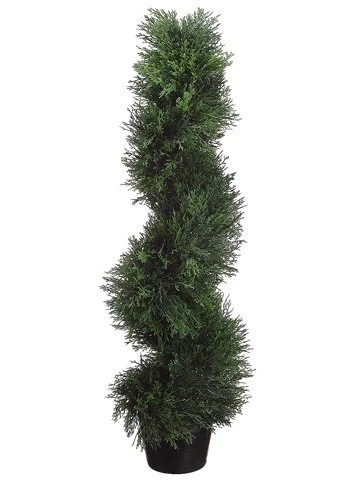 Two Pre-Potted 3' Spiral Pond Cypress Artificial Outdoor Indoor Topiary Trees 2 Two Pre-Potted 3' Spiral Pond Cypress Artificial Outdoor Indoor Topiary Trees - Image 2