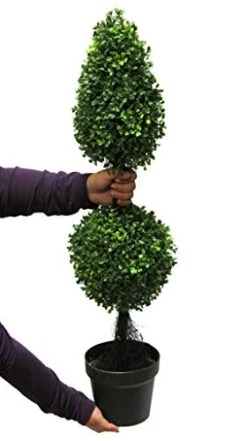 Admired By Nature Aritificial Double Ball,Shaped Boxwood Topiary In Plastic Pot, Green (GTR4634-NATURAL-2), 3ft -Green Leaf Store 41PI5IgzcyL