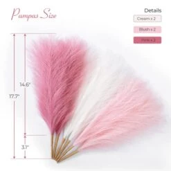 Serwalin Pampas Grass Pink 17.7 Inch 6pcs, Artificial Pampas Grass Faux Pink Pompas Grass Decor, Short Pompous Grass Blush Room Decoration, Wedding Centerpieces Mothers Day Pink Home Decor -Green Leaf Store 41QFnKWff0L