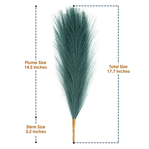 Eyamumo 7 Stems Faux Pampas Grass 17.7''/45cm Tall, Small Fluffy Pompas Decor, Fake Artificial Pampas Grass For Floor Vase Home Office Boho Decor, MalachiteGreen Faux Pompas Grass 1 Eyamumo 7 Stems Faux Pampas Grass 17.7''/45cm Tall, Small Fluffy Pompas Decor, Fake Artificial Pampas Grass For Floor Vase Home Office Boho Decor, MalachiteGreen Faux Pompas Grass