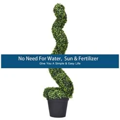 Goplus 4 Feet Spiral Boxwood Artificial Topiary Trees, Large Faux Plant With UV Resistant Realistic Leaves & Cement-Filled Pot, Tall Fake Plant For Indoor Outdoor Home Front Porch Decor -Green Leaf Store 41RfX8jEvJL