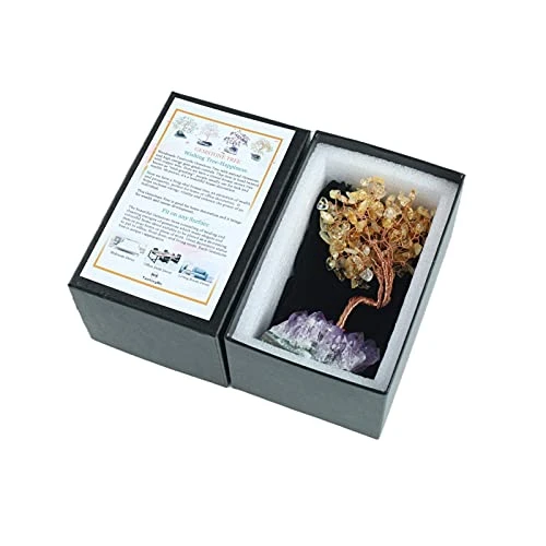 TantivyBo Handmade Natural Citrine, Chakra Crystal Tree, Amethyst Cluster Base, 189 Gemstone Count, Healing Properties Reiki Bonsai Feng Shui Luck Figurine For Home Office Desk Decoration 2 TantivyBo Handmade Natural Citrine, Chakra Crystal Tree, Amethyst Cluster Base, 189 Gemstone Count, Healing Properties Reiki Bonsai Feng Shui Luck Figurine For Home Office Desk Decoration - Image 2