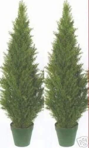 Two 4 Foot Artificial Topiary Cedar Trees Potted Indoor Outdoor Plants 1 Two 4 Foot Artificial Topiary Cedar Trees Potted Indoor Outdoor Plants