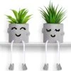 Artificial Potted Plant Faux Succulent Plant Cubicle Decor Cute Fake Desktop Plant Hanging Leg Cement Potted Decor For Bookshelf Bedroom Living Room Office Decor (Simple Style,2 Pcs) -Green Leaf Store 41W07I0GFBL