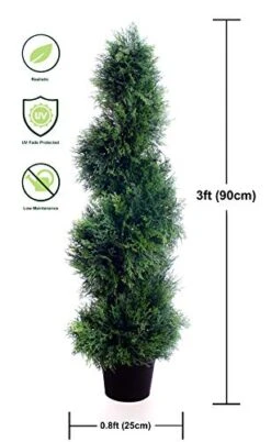 2 Best Artificial 90cm 3ft Cedar Spiral Trees Alt Boxwood Buxus -Green Leaf Store 41WEkAHmz2L