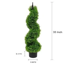 Armada Boxwood Topiary Trees Faux Spiral Artificial Feaux Plants Green Fakes Toparies Tree Indoor Outdoor Decor Plant With Plastic Pot Set Of 2 (35 Inch) 8 Armada Boxwood Topiary Trees Faux Spiral Artificial Feaux Plants Green Fakes Toparies Tree Indoor Outdoor Decor Plant With Plastic Pot Set Of 2 (35 Inch) -Green Leaf Store 41WSOodkDXL