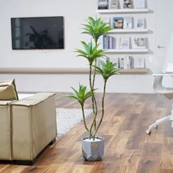 Waoops Artificial Trees Faux Water Lilies With 4 Heads In Pot 4.6 Ft Fake Tree Greenery Plants For Outdoor Indoor Decor Home Office Garden Housewarming Gift (4.6 Feet-1 Pack) -Green Leaf Store 41XbQrMzIvL