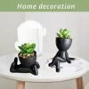 Zerzsy 3 PCS Cute Artificial Succulent Plants With Creative Human Shaped Pots, Mini Potted Succulents Decor For Home Decor (Matte Black) -Green Leaf Store 41YURiDGc0L