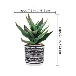 Winlyn Set Of 3 Assorted Small Potted Succulents Arrangement Artificial Succulent Plants In Black And White Geometric Pots For Table Centerpiece Windowsill Shelf Indoor Outdoor Garden Greenery Decor -Green Leaf Store 41ZwcRen4bL