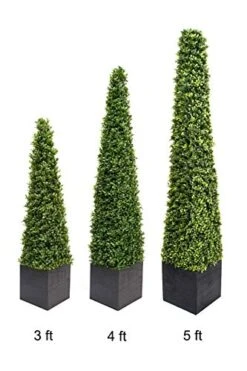2 X Artificial Premium Quality Topiary Boxwood Pyramid Trees In Black Square Planter For Indoor Outdoor Decor, UV Stable (4ft/120cm) … -Green Leaf Store 41bXcvv9sxL