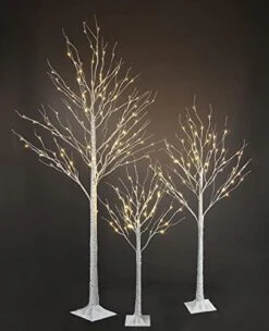 LIGHTSHARE 4 Feet 6 Feet And 8 Feet Birch Tree,Warm White, For Home,Pack Of 3, Festival, Party, And Christmas Decoration, Indoor And Outdoor Use
