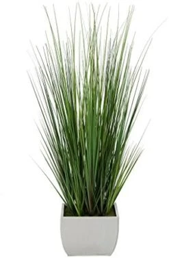 House Of Silk Flowers Artificial 44" Grass In Large Rectangle Zinc (Cream) -Green Leaf Store 41d9RuO3GfL. AC