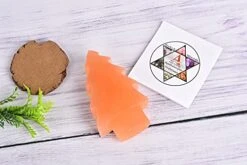AMOYSTONE Orange Selenite Crystal Christmas Tree Ornaments Nature Crystal Decorative Tree Statue Reiki Home Decor Christmas Stocking Stuffer 5.0" 1PC -Green Leaf Store 41dVZNIhpJS