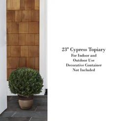 Home Pure Garden Artificial Cypress Topiary-23” Ball Style Faux Plant In Sturdy Realistic Indoor Or Outdoor Potted Shrub Décor -Green Leaf Store 41dkfdT6nML