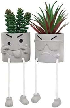 SEMSOIIO 2 Pcs Fake Plants In Cement Pot With Hanging Legs, Creative Artificial Faux Succulent For Home/Office Decor (Tongue & Smoking) 22 SEMSOIIO 2 Pcs Fake Plants In Cement Pot With Hanging Legs, Creative Artificial Faux Succulent For Home/Office Decor (Tongue & Smoking) -Green Leaf Store 41e95x2n1mL. AC