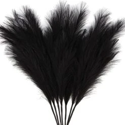 ZIFTY 7-Pcs 38"/3.1FT Faux Pampas Grass Large Tall Fluffy Artificial Fake Flower Boho Decor Bulrush Reed Grass For Vase Filler Farmhouse Home Wedding Decor (Black)