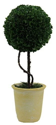 Admired By Nature Faux Preserved Artificial Boxwood Ball Topiary Plant Tabletop In Pot, 13.5" H