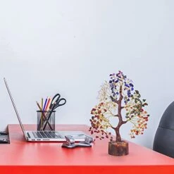 FASHIONZAADI Seven Chakra Tree - Crystal Gifts - Crystal Tree Of Life - Tree Of Life Decor - Gem Tree - Luck Crystal - Tree Of Life Chakra Stones - Crystal Bonsai Tree - Crystal For Desk - Money Tree -Green Leaf Store 41eYXmBTUFL