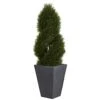 Nearly Natural 5703 Cypress Double Spiral Topiary In Slate Planter, 4' , Green 25 Nearly Natural 5703 Cypress Double Spiral Topiary In Slate Planter, 4' , Green -Green Leaf Store 41f8QSeDslL