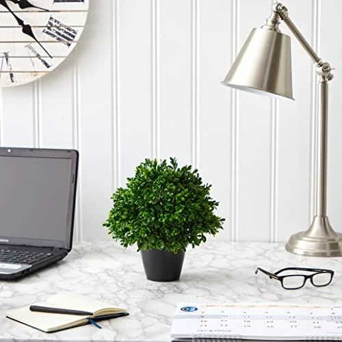 Nearly Natural Mini 10in. Boxwood Topiary Artificial Plant UV Resistant (Indoor/Outdoor), Green 4 Nearly Natural Mini 10in. Boxwood Topiary Artificial Plant UV Resistant (Indoor/Outdoor), Green - Image 4