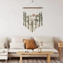 Bathroom Decor Artificial Eucalyptus Hanging Wall Decor Fake Eucalyptus Greenery Leaves Stems Wall Hanging Plants On 16.5 Inch Wooden Stick Boho Rustic Farmhouse Decor For Bedroom Kitchen Dining Room -Green Leaf Store 41hi0sD7kCL