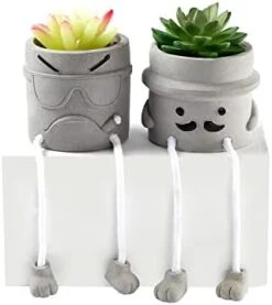 Sets Of 2 Artificial Potted Plant Small Fake Succulent Faux Plant Cute Hanging Leg Cement Potted Succulents Decor For Gift, Office Decoration, Home Décor (2 Smiley) 12 Sets Of 2 Artificial Potted Plant Small Fake Succulent Faux Plant Cute Hanging Leg Cement Potted Succulents Decor For Gift, Office Decoration, Home Décor (2 Smiley) -Green Leaf Store 41hvPH w1L. AC