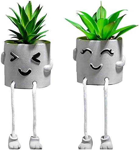 Lavenor Artificial Potted Plant Fake Succulent Plant Cute Hanging Leg Emotional Cement Potted Succulents Decor For Desk Shelf Bedroom Living Room And Office Decoration(Type A + Type C) 13 Lavenor Artificial Potted Plant Fake Succulent Plant Cute Hanging Leg Emotional Cement Potted Succulents Decor For Desk Shelf Bedroom Living Room And Office Decoration(Type A + Type C) - Image 13