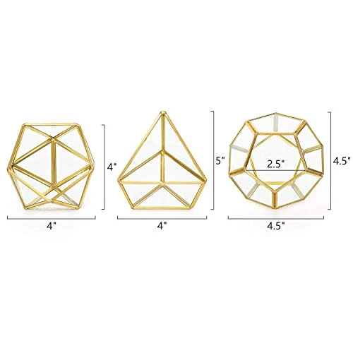 Mkono Artificial Succulent In 3 Pack Mini Glass Geometric Terrarium, Miniature Potted Faux Plant Bookshelf Desk Boho Office Room Decor For Women Girls Dorm Gift Idea, Gold 6 Mkono Artificial Succulent In 3 Pack Mini Glass Geometric Terrarium, Miniature Potted Faux Plant Bookshelf Desk Boho Office Room Decor For Women Girls Dorm Gift Idea, Gold - Image 6