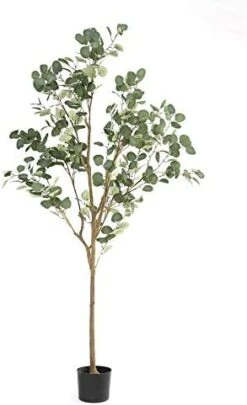 DIIGER Artificial Tree Plant Eucalyptus Tree 6FT Tall, Modern Large Fake Plant Decor In Pot For Indoor Outdoor,Home Office Perfect Housewares Gift Decoration, 71 In Eucalyptus Tree -Green Leaf Store 41ja69HdNFL. AC