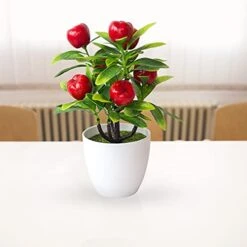 FXforer 4Pcs Mini Artificial Fruit Tree Potted Bonsai Plant,Decorative Lifelike Berry,Apple,Orange,Peach Plants With White Vase,Fake Plants Arrangement Topiary For Home Office Desk Room Decoration 6 FXforer 4Pcs Mini Artificial Fruit Tree Potted Bonsai Plant,Decorative Lifelike Berry,Apple,Orange,Peach Plants With White Vase,Fake Plants Arrangement Topiary For Home Office Desk Room Decoration -Green Leaf Store 41kF6B7ImCS