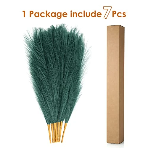 Eyamumo 7 Stems Faux Pampas Grass 17.7''/45cm Tall, Small Fluffy Pompas Decor, Fake Artificial Pampas Grass For Floor Vase Home Office Boho Decor, MalachiteGreen Faux Pompas Grass 3 Eyamumo 7 Stems Faux Pampas Grass 17.7''/45cm Tall, Small Fluffy Pompas Decor, Fake Artificial Pampas Grass For Floor Vase Home Office Boho Decor, MalachiteGreen Faux Pompas Grass - Image 3