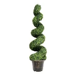 GENERIC Aurcs 4 Ft Artificial Boxwood Spiral Topiary Tree, Fake Plant Decor In Plastic Pot W/ Realistic Leaves & Twined Branches, Sturdy Steel Frame, Faux Potted Plants For Home, Office, Front Porch (1)