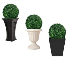 Gilaree 2 PCS 19.7" 4 Layers Artificial Boxwood Topiary Balls, Fake Bushes Boxwood Balls Outdoor Set Of 2, Garden Spheres Plant For Backyard,Balcony,Garden, Wedding And Home Décor -Green Leaf Store 41mMPP7wbaL