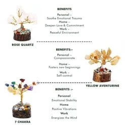 Handcrafted Healing Crystal Trees (Set Of 12), Bonsai Tree For Positive Energy & Chakra Balance, Feng Shui Tree Of Life, Perfect Home/Desk Decor, Reiki Good Luck Crystal Gifts By KarmaPledge -Green Leaf Store 41mgVvMXN0L