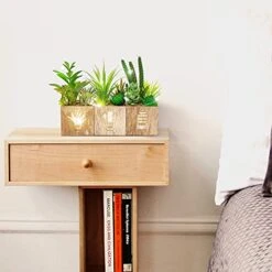 BEGONDIS Set Of 3 Artificial Succulents With Led Lights In Wooden Box, Artificial Plants Plastic Fake Topiary For Home/Office Decorations, Table Centerpiece -Green Leaf Store 41nN1dmuF5L