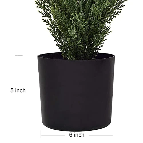 DearHouse 2 Pack 4 Foot Artificial Topiary Cedar Trees Potted Indoor Outdoor Plants, Artificial Cedar Topiary Trees Uv Rated Potted Plants In Plastic Pot 4 DearHouse 2 Pack 4 Foot Artificial Topiary Cedar Trees Potted Indoor Outdoor Plants, Artificial Cedar Topiary Trees Uv Rated Potted Plants In Plastic Pot - Image 4
