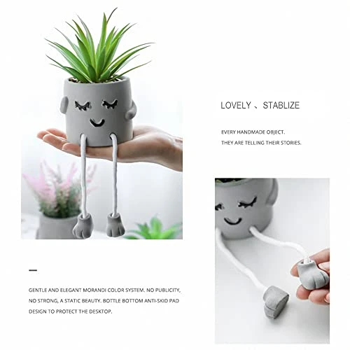 Zerzsy 3pcs Creative Artificial Succulents With Gray Flower Pots, Mini Potted Succulents For Home Decor And Gift Choice. 2 Zerzsy 3pcs Creative Artificial Succulents With Gray Flower Pots, Mini Potted Succulents For Home Decor And Gift Choice. - Image 2