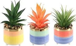 Letinaner Artificial Succulent Plants Faux Pineapple In Pots Artificial Plants Greenery Decorations For Hotel Restaurant Home Office Kitchen Table, Set Of 3 -Green Leaf Store 41pNIh2kvSL. AC