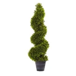 Nearly Natural Grass Spiral Topiary With Deco Planter, 3'